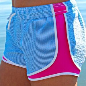 Lauren James Blue and white seersucker shorties size large